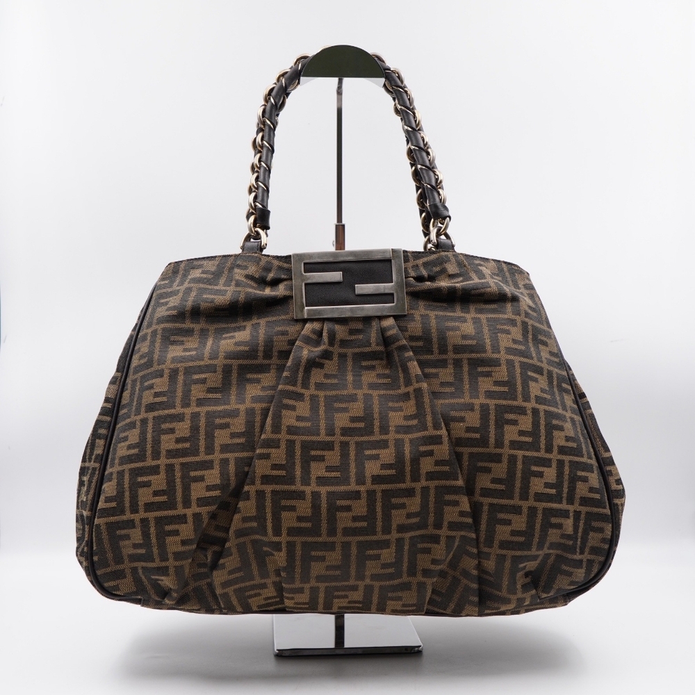 BV30 💖 Fendi Tobacco Zucca Canvas Mia Shoulder Bag